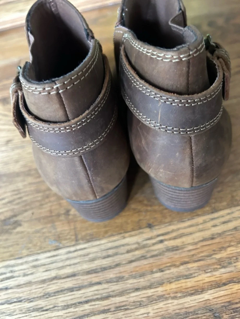 Clarks Adreena Show Brown Suede Block Heel Zip Ankle Boots Women Size 8 M